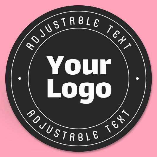 Uw Logo en bewerkbare tekst Sjabloon | Zwart & Wit Ronde Sticker