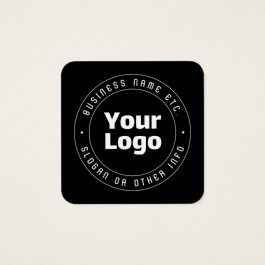Uw Logo en bewerkbare tekst Sjabloon | Zwart & Wit Vierkante Visitekaartjes (Voorkant)