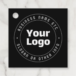 Uw logo en bewerkbare tekstsjabloon | Zwart en wit Bedankjes Labels