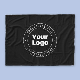 Uw logo en bewerkbare tekstsjabloon | Zwart en wit Fleece Deken