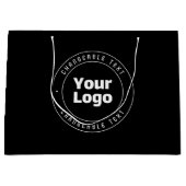 Uw logo en bewerkbare tekstsjabloon | Zwart en wit Groot Cadeauzakje (Voorkant)