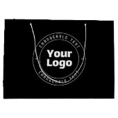 Uw logo en bewerkbare tekstsjabloon | Zwart en wit Groot Cadeauzakje (Achterkant)