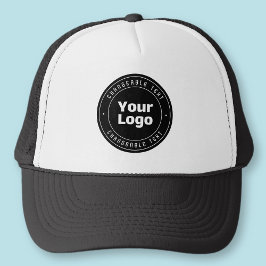 Uw logo en bewerkbare tekstsjabloon | Zwart en wit Trucker Pet