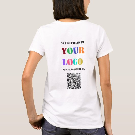 Uw Logo en QR Code Business T-shirt Voorbeeld (Achterkant)