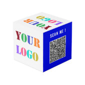 Uw logo en QR-code merkpromotieblok Kubus (Achter hoekig)