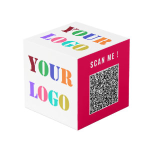 Uw logo en QR-code merkpromotieblok Kubus