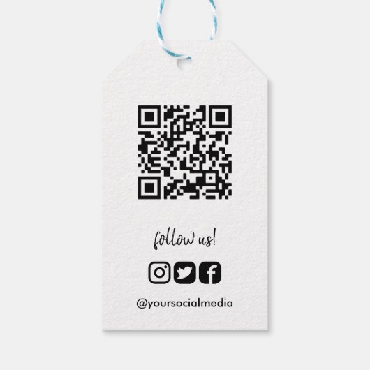 Uw Logo- en QR-code voor sociale media Prijs Cadeaulabel (Achterkant)