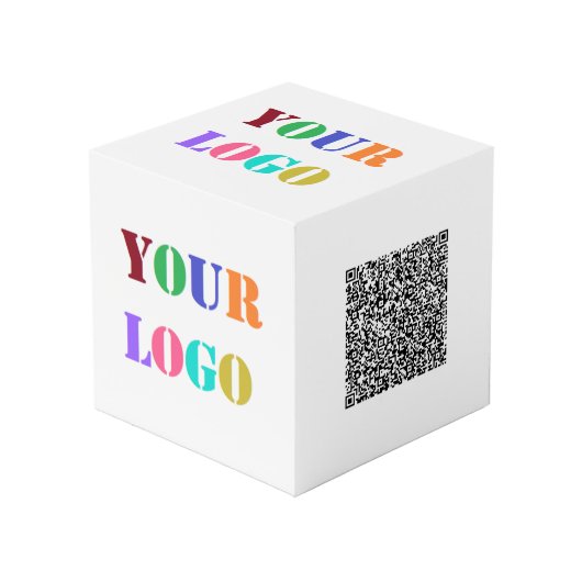 Uw Logo en QR Code Zakelijke Promotie Kubus (Voorkant hoekig)