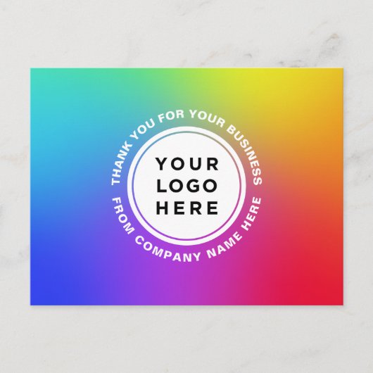 Uw Logo en tekstregenboog Persoonlijk Dank u Briefkaart (Voorkant)