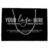 Uw logo evenement business bedrijf branding zwart groot cadeauzakje (Achterkant)