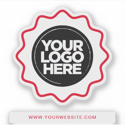 Uw Logo Eyecatching Wavy Border Red Uitgesneden Sticker (Voorkant)