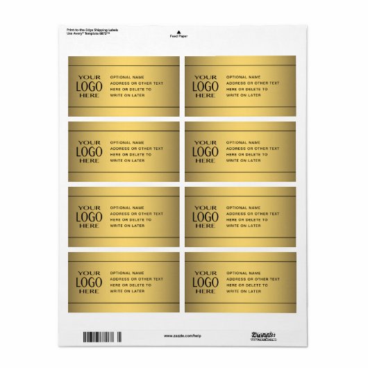 UW LOGO | Faux Gold en optionele tekst Etiket (Full Sheet)