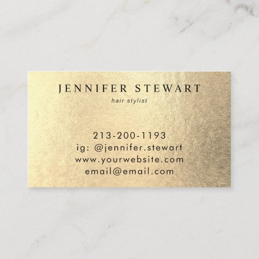 Uw Logo Faux Gold Yellow Folie Moderne onderneming Visitekaartje (Achterkant)