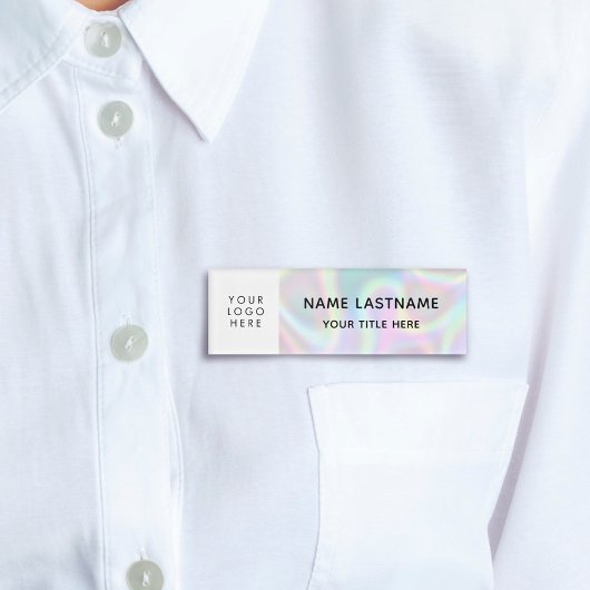 Uw Logo faux holographic Magnet-titel Naambadge