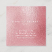 Uw Logo faux lichte roze Folie Moderne Zaken Vierkante Visitekaartje (Achterkant)