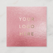 Uw Logo faux lichte roze Folie Moderne Zaken Vierkante Visitekaartje (Voorkant)