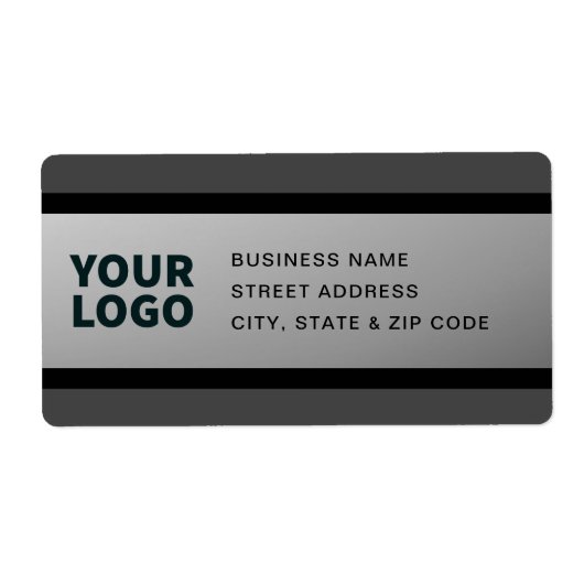 UW LOGO Faux Silver Black & Grey Retouradres Etiket (Voorkant)