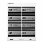 UW LOGO Faux Silver Black & Grey Retouradres Etiket (Full Sheet)