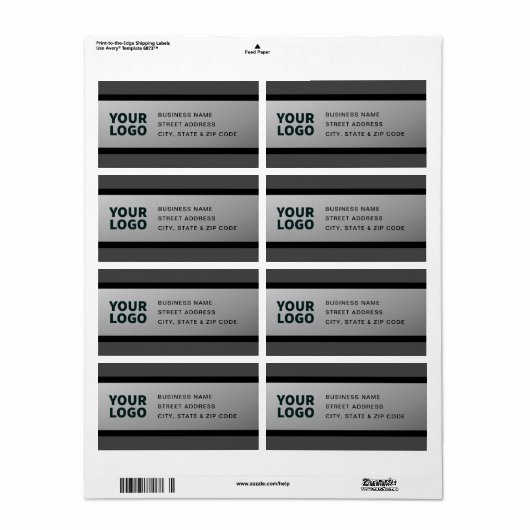 UW LOGO Faux Silver Black & Grey Retouradres Etiket (Full Sheet)
