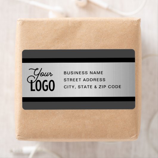 UW LOGO Faux Silver Black & Grey Retouradres Etiket (Insitu)