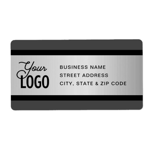 UW LOGO Faux Silver Black & Grey Retouradres Etiket (Voorkant)