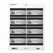 UW LOGO Faux Silver Black & Grey Retouradres Etiket (Full Sheet)