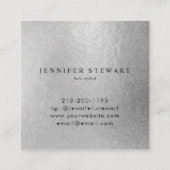 Uw Logo Faux Silver Grey Folie Moderne onderneming Vierkante Visitekaartje (Achterkant)