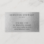 Uw Logo Faux Silver Grey Folie Moderne onderneming Visitekaartje (Achterkant)