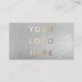 Uw Logo Faux Silver Grey Folie Moderne onderneming Visitekaartje (Voorkant)