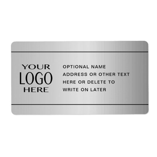 UW LOGO | Faux Silver Metal & optionele tekst Etiket (Voorkant)