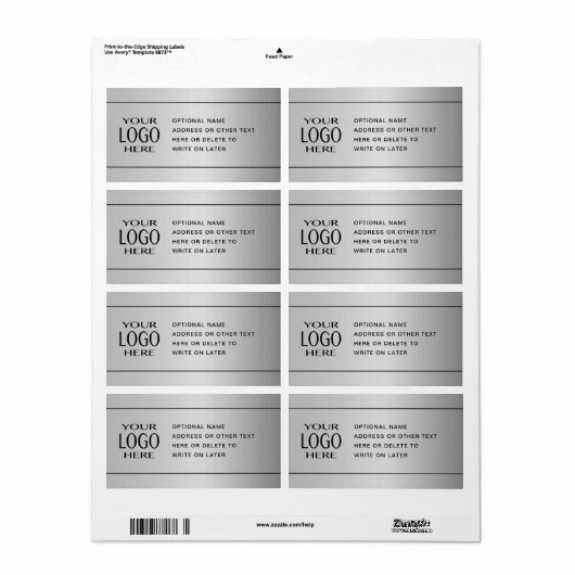 UW LOGO | Faux Silver Metal & optionele tekst Etiket (Full Sheet)