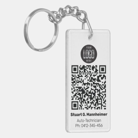 Uw Logo foto Digitale QR-code ID Sleutelhanger (Voorkant Links)