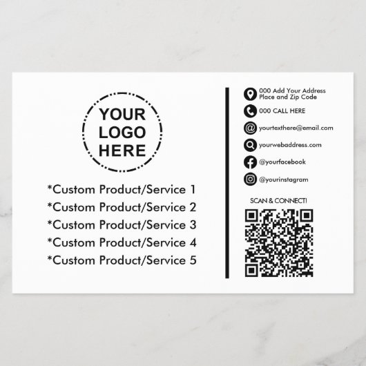 Uw Logo & foto minimalistische moderne QR-code Flyer (Achterkant)