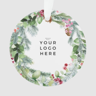 Uw Logo Foto of Tekst Gelukkig Kerstmis Krans Ornament