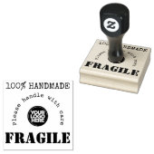 Uw Logo Fragile verzending rubberstempel + Ink Pad (Gestempeld)