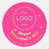 Uw logo gelukkige Valentijnsdag neon roze Sticker (Voorkant)