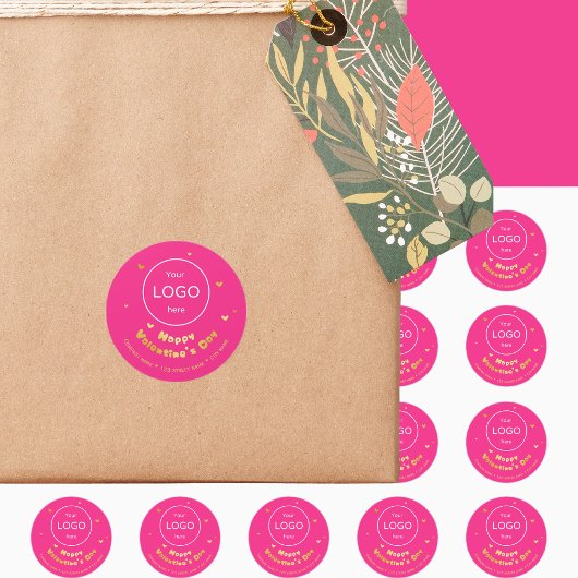 Uw logo gelukkige Valentijnsdag neon roze Sticker