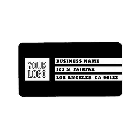 Uw Logo geometrische strepen | Zwart-wit Etiket (Voorkant)