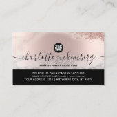 Uw logo Glitter Roos goud elegant script marmer Visitekaartje (Achterkant)