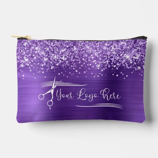 Uw Logo Glitterig Amethist Glam Etui (Voorkant)