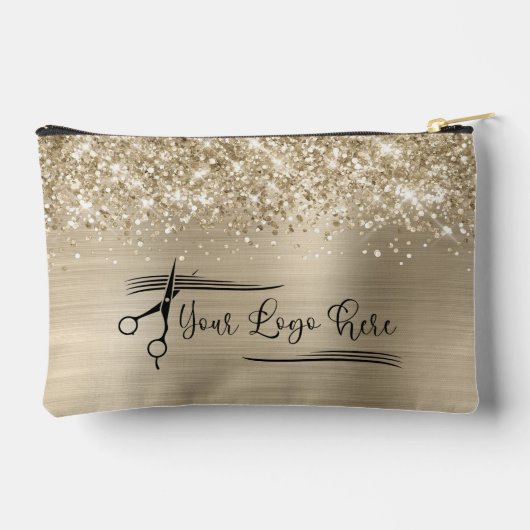 Uw Logo Glitterig Bleek Goud Glam Etui (Achterkant)