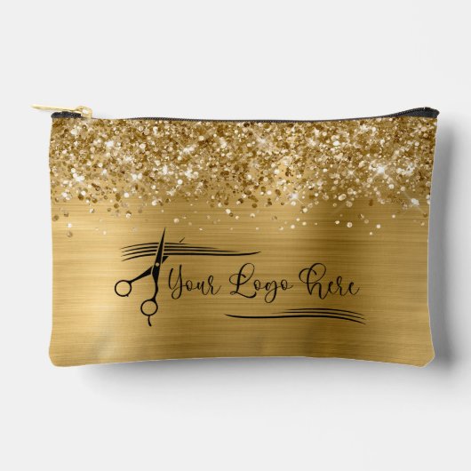 Uw Logo Glitterig Goud Glam Etui (Voorkant)