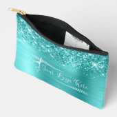 Uw Logo Glitterig Turquoise Blauwe Glam Etui (Open)