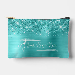 Uw Logo Glitterig Turquoise Blauwe Glam Etui