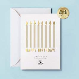 Uw Logo Gold Foil kaarsen Business Birthday Kaart