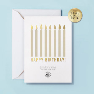 Uw Logo Gold Foil kaarsen Business Birthday Kaart
