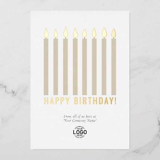 Uw Logo Gold Foil kaarsen Business Birthday Kaart (Voorkant)
