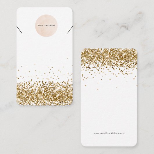 Uw Logo Gold Glitter Ketting Display Kaart Visitekaartje (Voorkant / Achterkant)