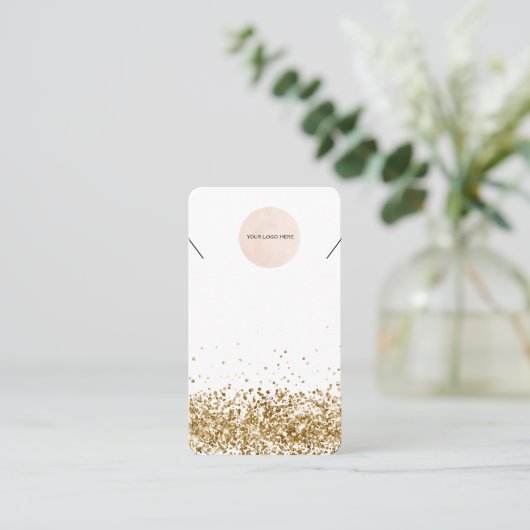 Uw Logo Gold Glitter Ketting Display Kaart Visitekaartje (Staand voorkant)