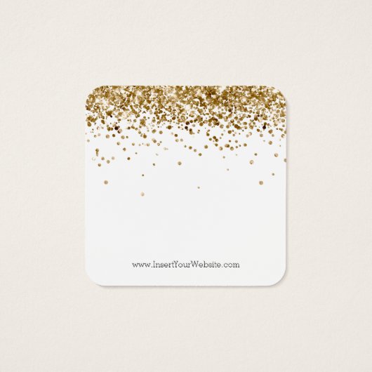 Uw Logo Gold Glitter Ketting DisplayCard Vierkante Visitekaartjes (Achterkant)